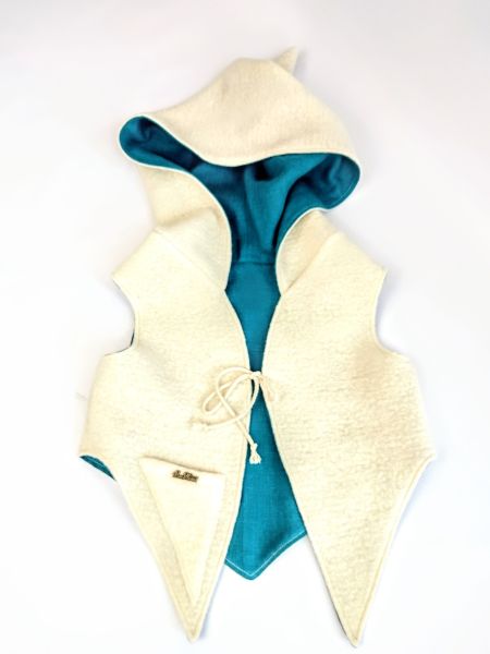 Kamizelka turkus-len-wełna (S/M)