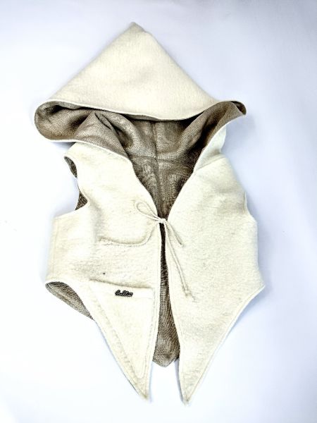 Kamizelka beż-len-wełna (S/M)