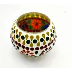 Świecznik mozaika kwiaty - szklany (7cm)